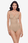 Sexy Sheer Shaping Padded Cup Bodysuit in Warm Beige