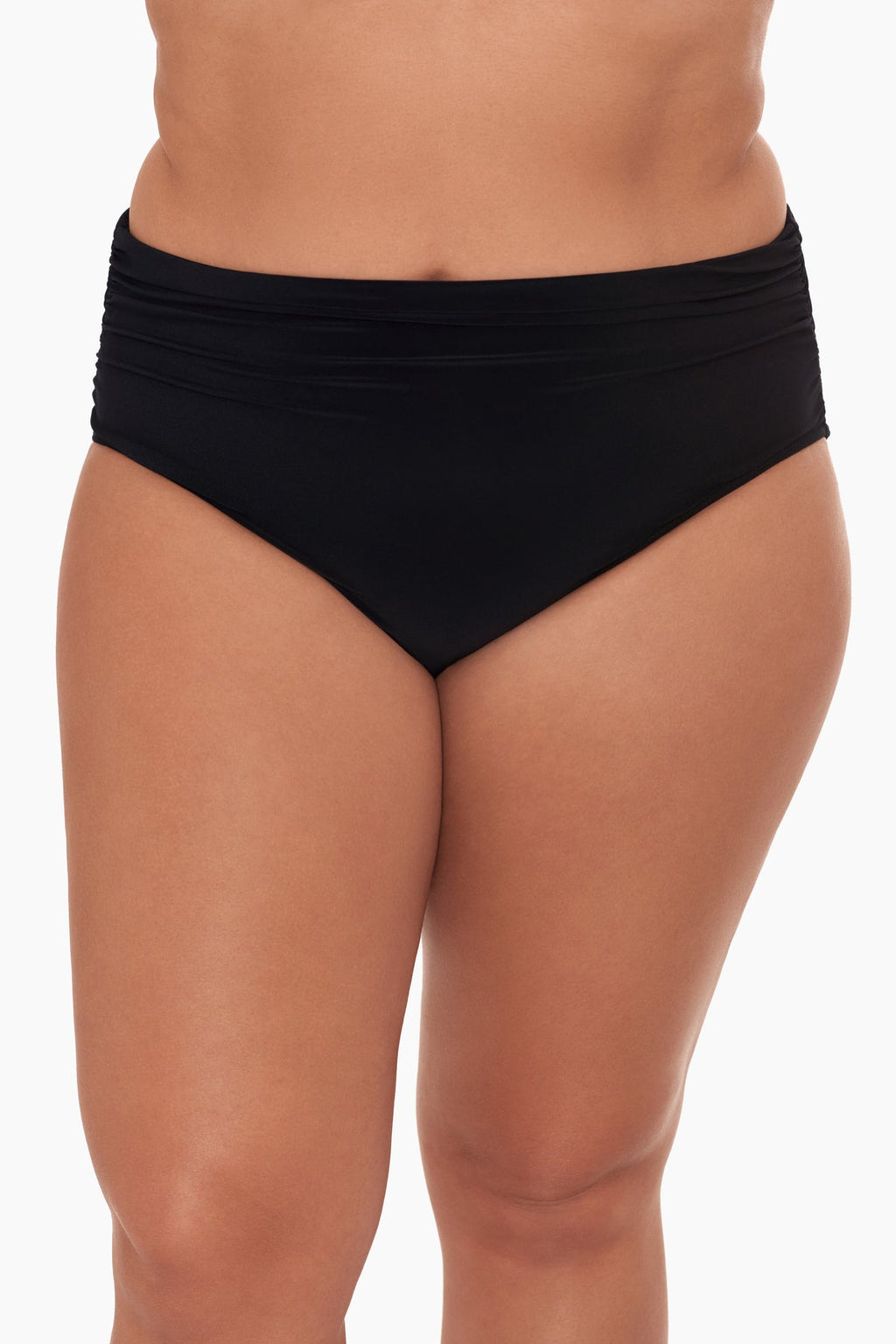 Plus Size Shirred Jersey Brief in Black