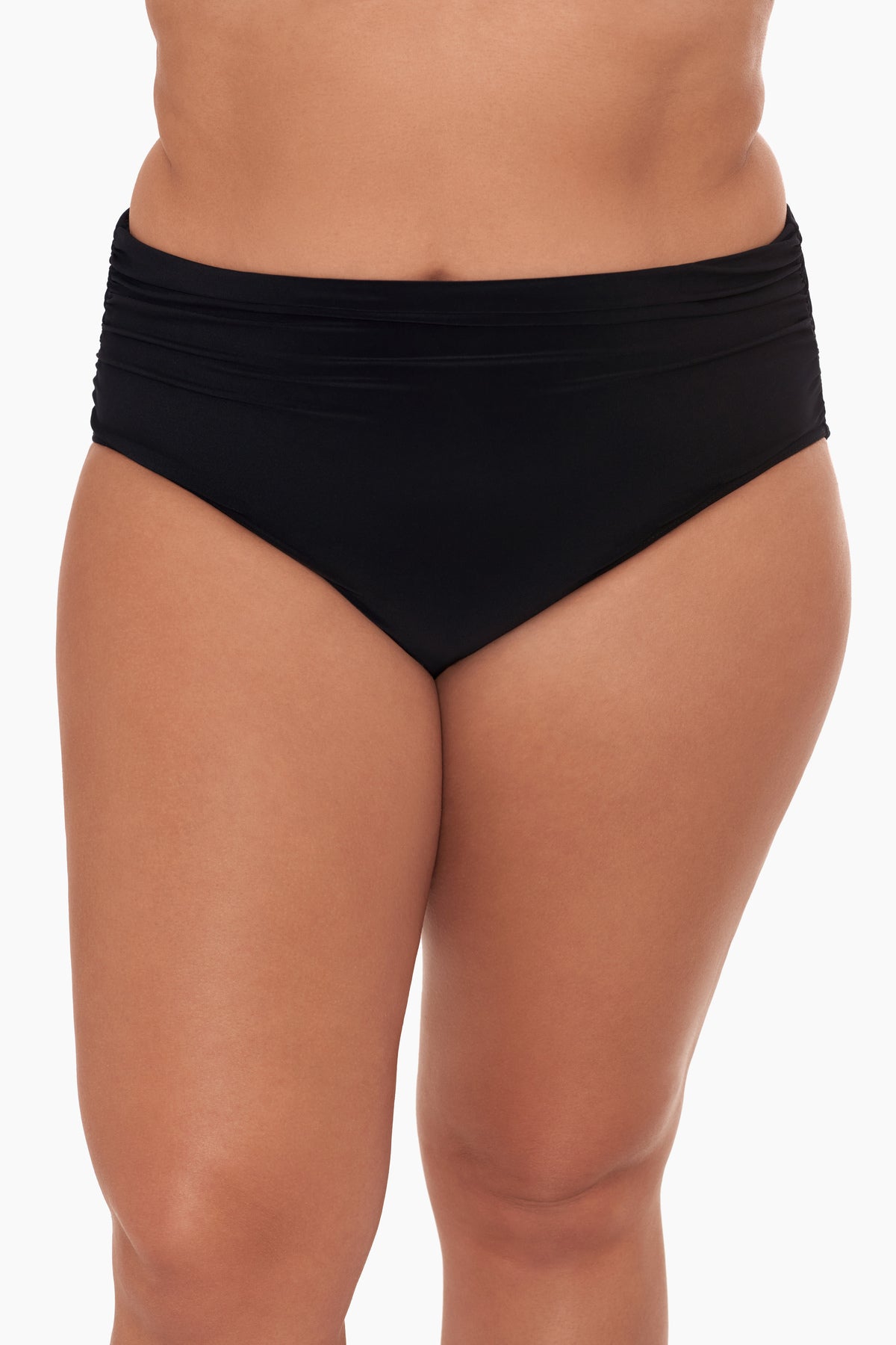 Plus Size Shirred Jersey Brief in Black