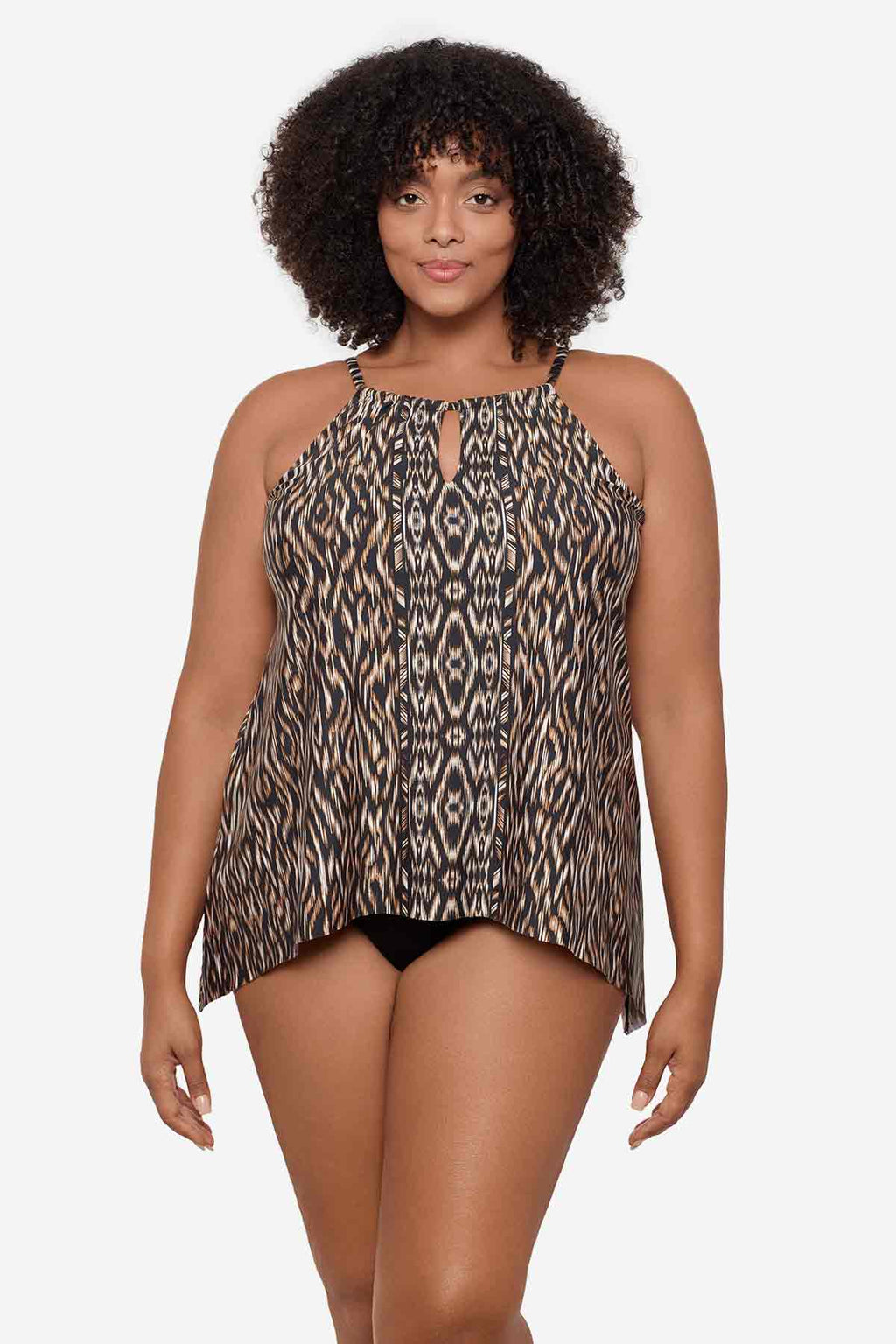 Plus Size Peephole Tankini Top in Topkapi