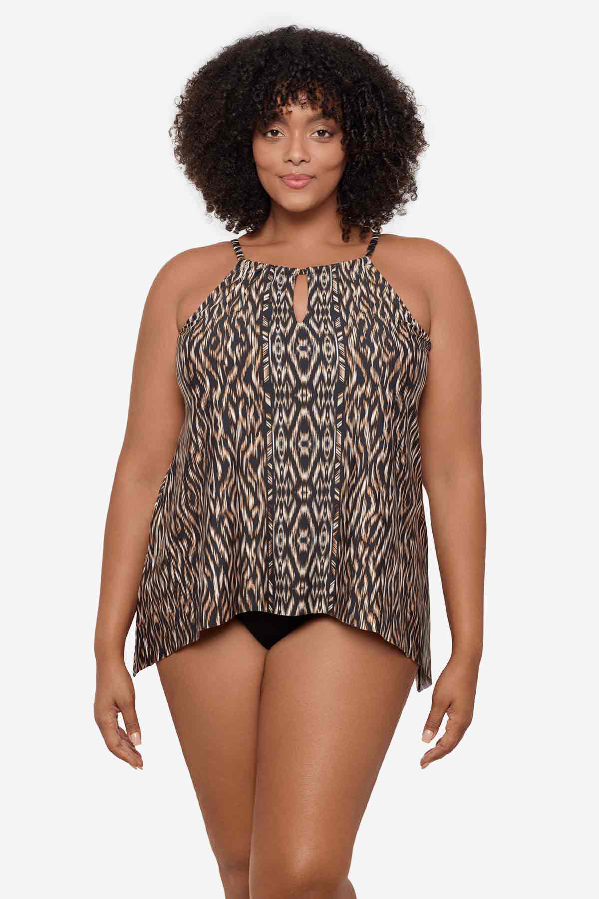 Plus Size Peephole Tankini Top in Topkapi