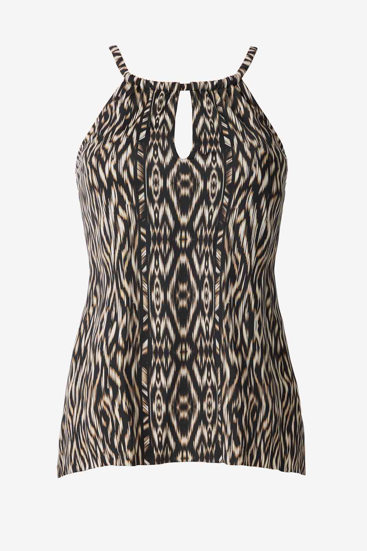 Plus Size Peephole Tankini Top in Topkapi