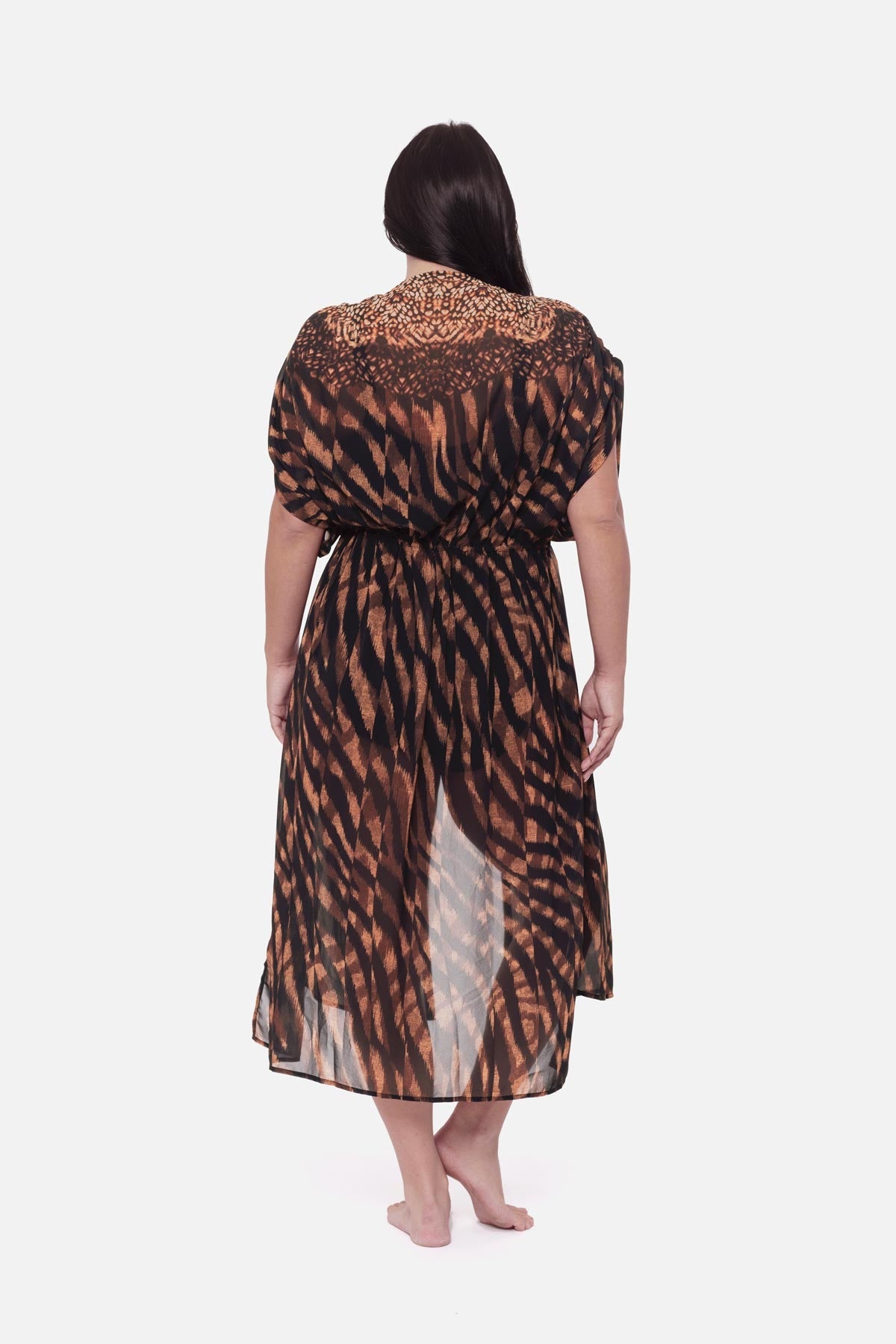 Plus Size Beaded Kimono Cover Up in Raya De Safari