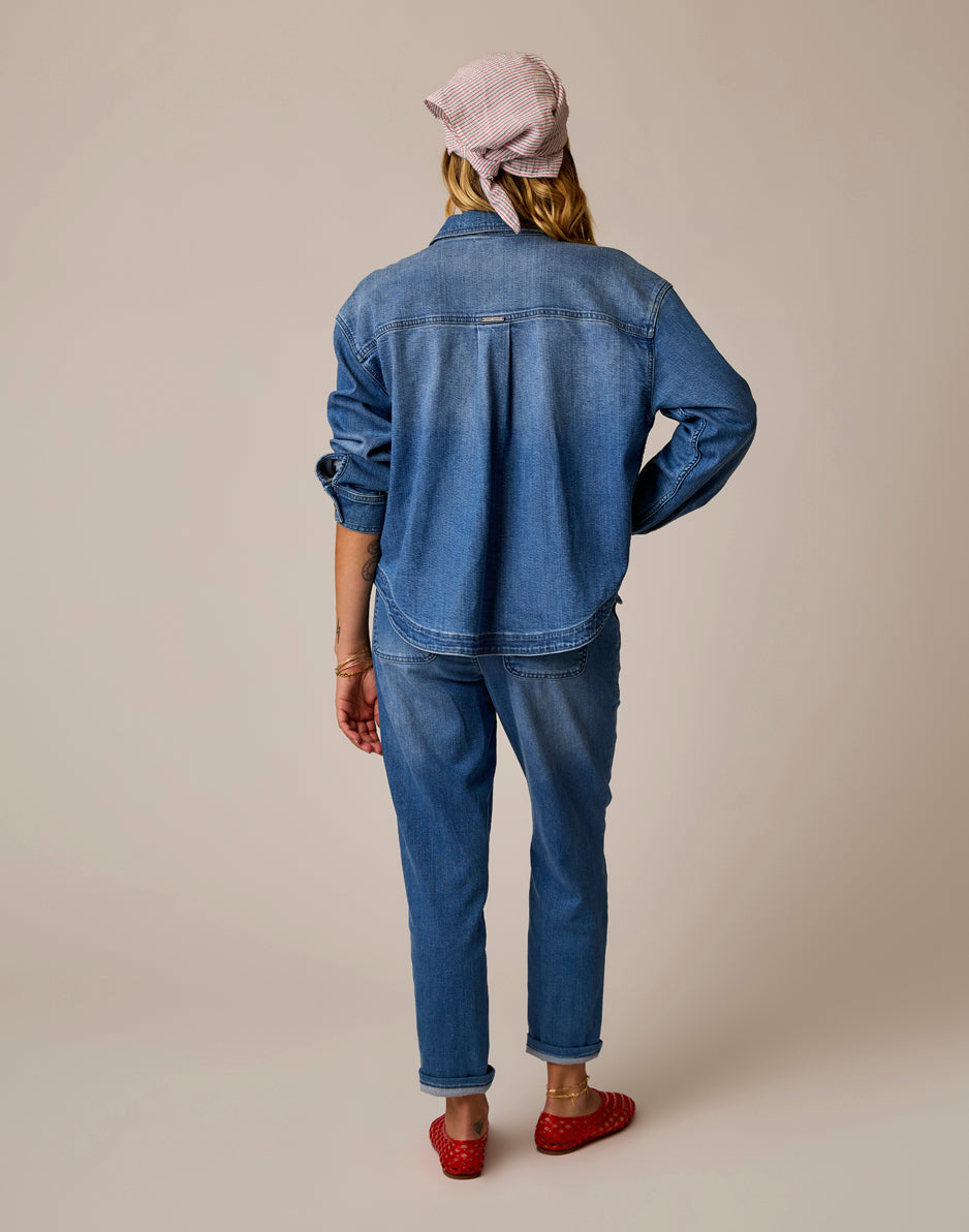 Flora Denim Shacket: Magnolia