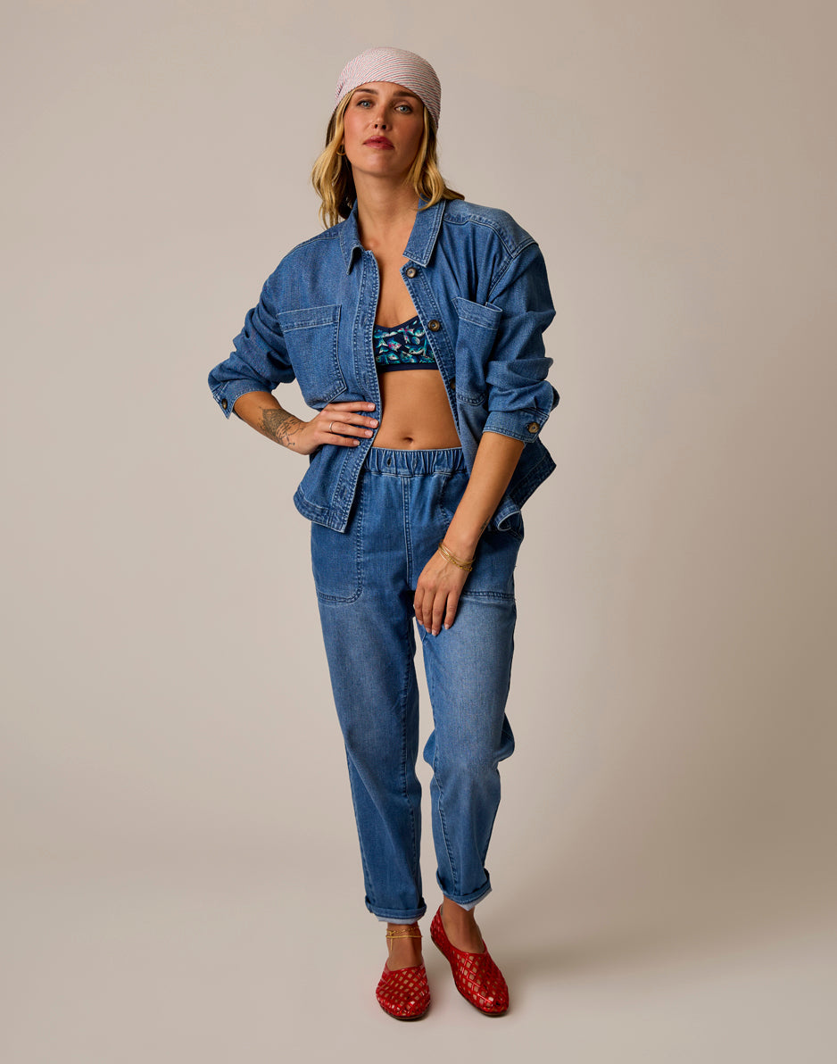 Flora Denim Shacket: Magnolia