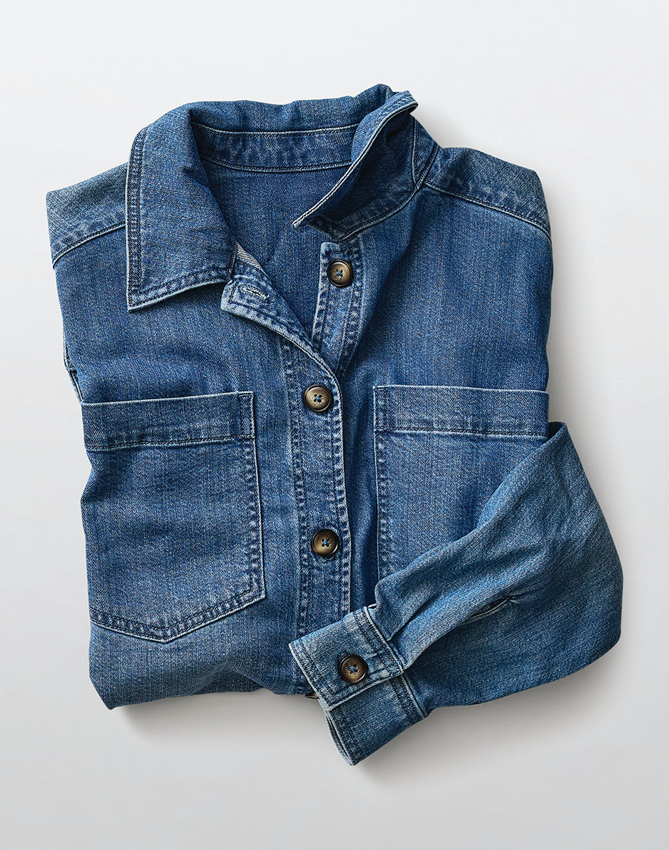 Flora Denim Shacket: Magnolia
