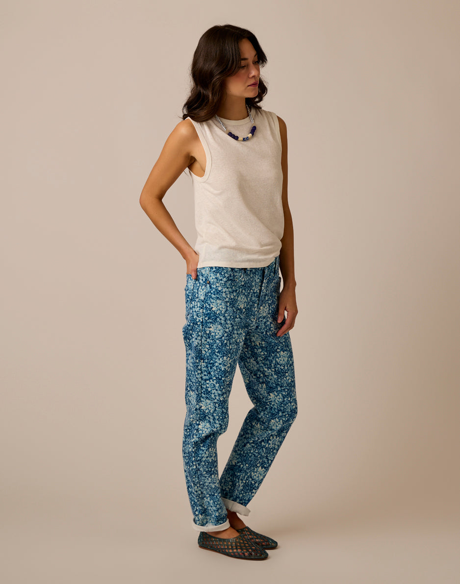 Carson Hi Rise Jean: Indigo Floral
