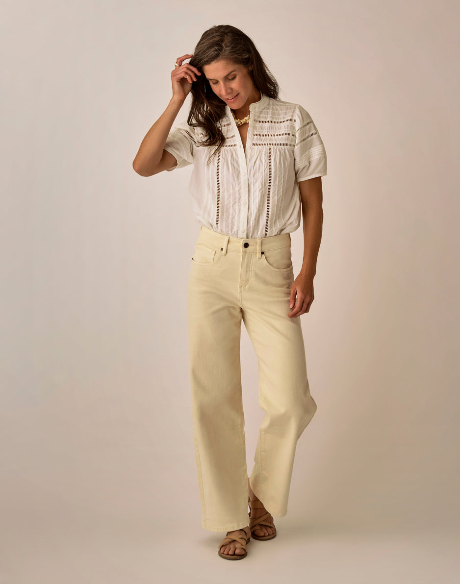 Audrey Wide Leg: Ecru